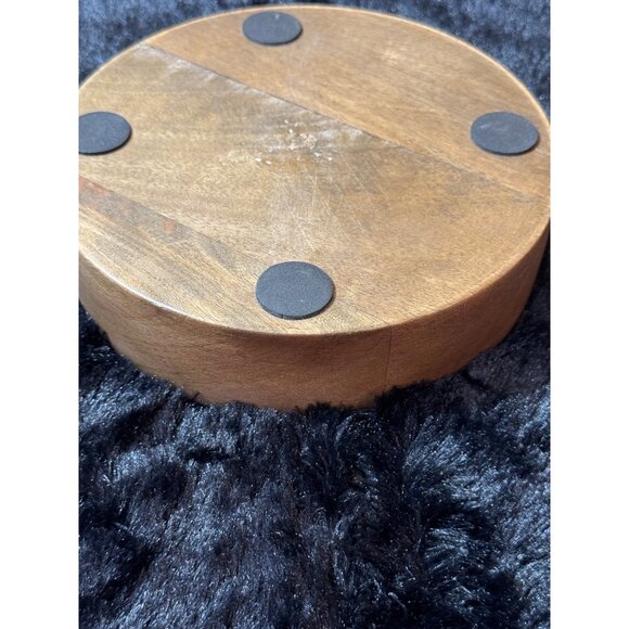 Wood Candle Holder With Metal Plate 2" Tall - Picture 6 of 7